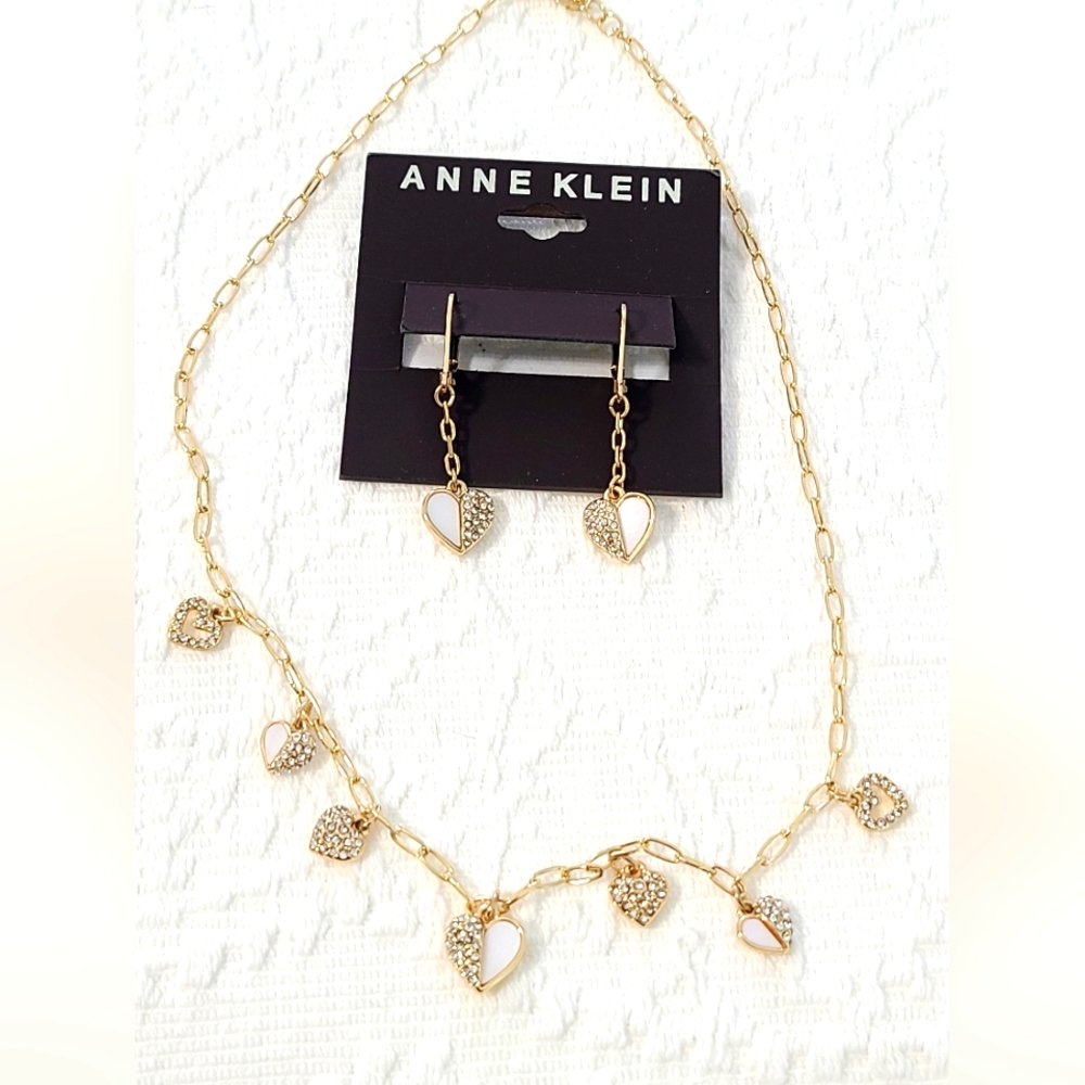 Anne Klein  hearts necklace and earring set gold